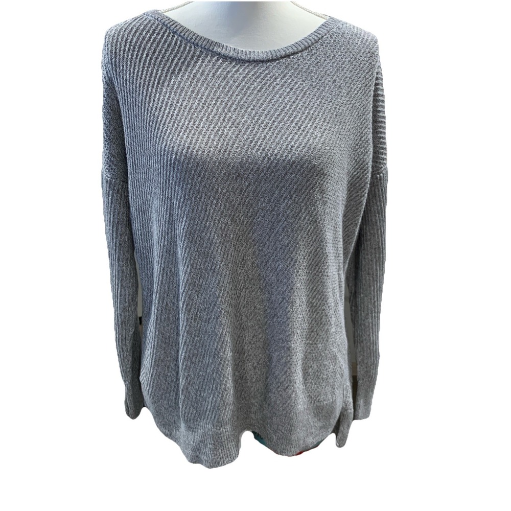 Eileen Fisher Linen Blend Drop Sleeve Sweater Hi Lo Split Hem‎ Boatneck Size L